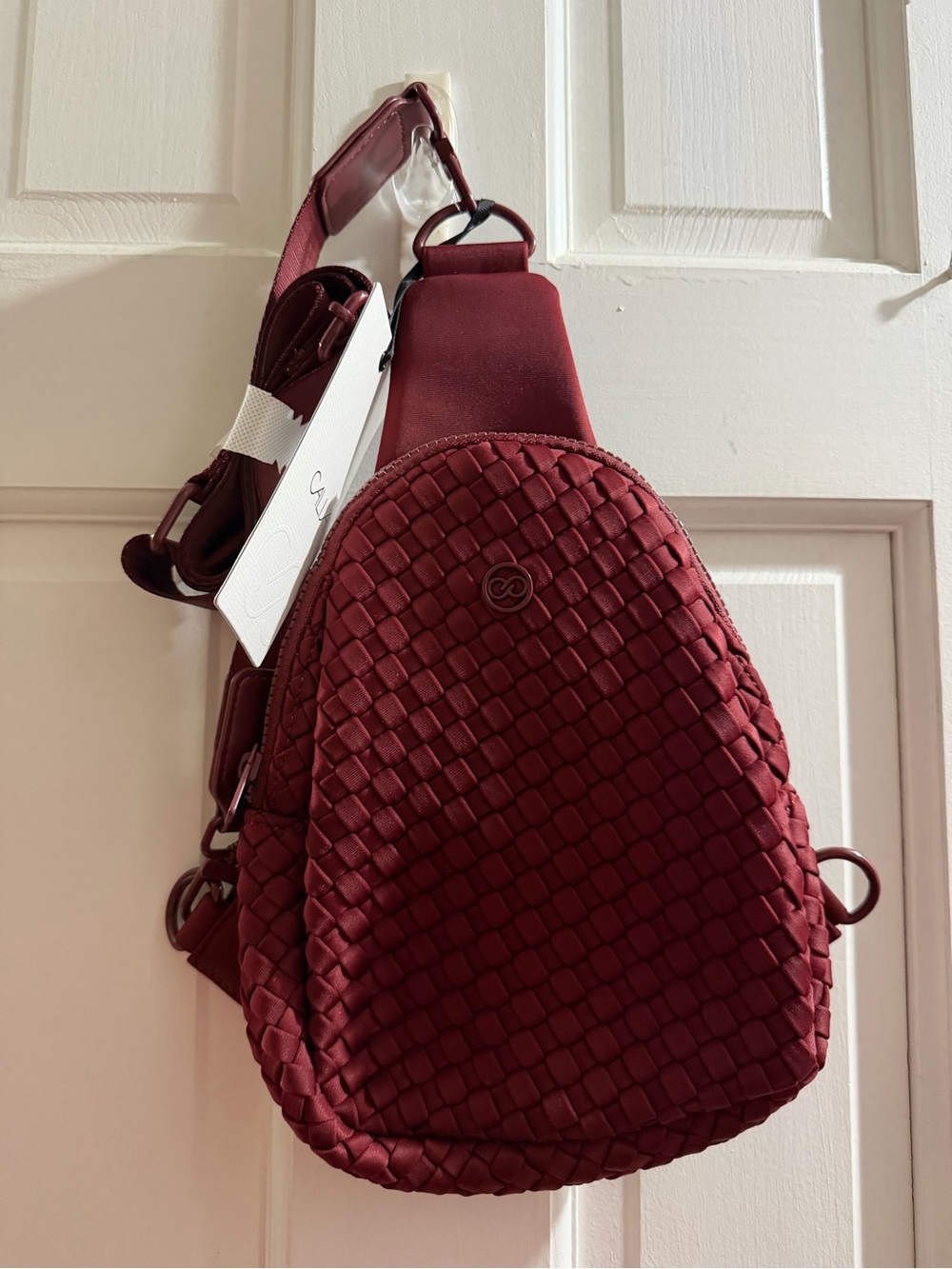 CALIA by Carrie Underwood Woven Crossbody Sling Bag in Deep Burgundy